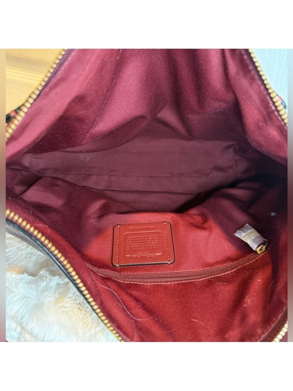 COACH MARLON PEBBLED LEATHER METALLIC WINE - Picture 6 of 16